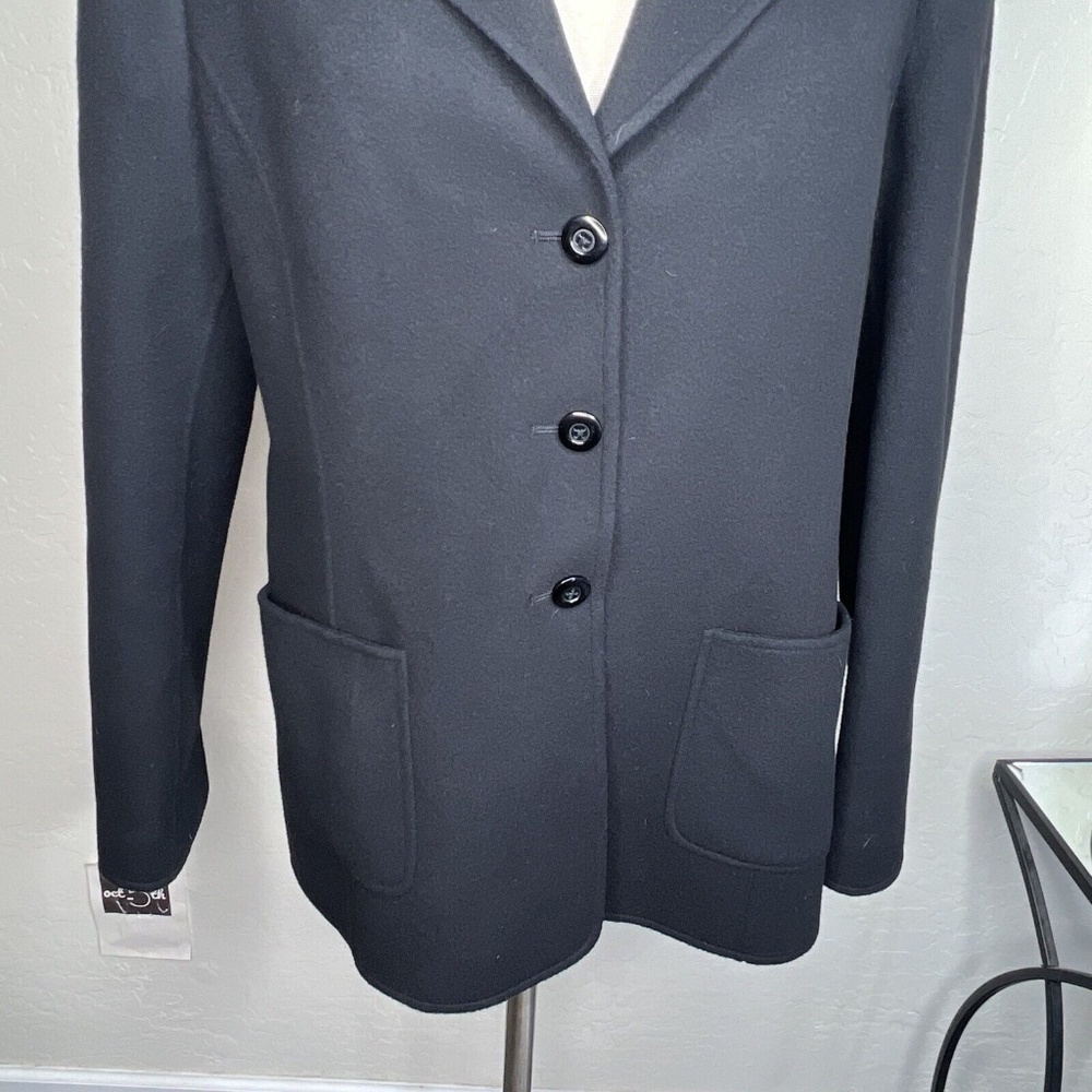 ELLEN TRACY 100% Wool Buttons Jacket Size 12 In Black - Picture 5 of 8